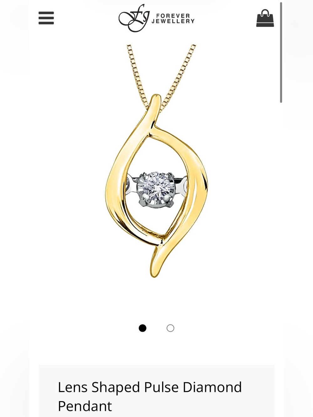 Forever Jewellery 10K Gold Lens Shaped Pulse 0.02 ct. Diamond Pendant - no chain